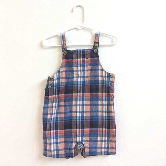 Janie And Jack Romper Boys Sz 12-18m Blue Plaid 2019 Preppy - Picture 1 of 6